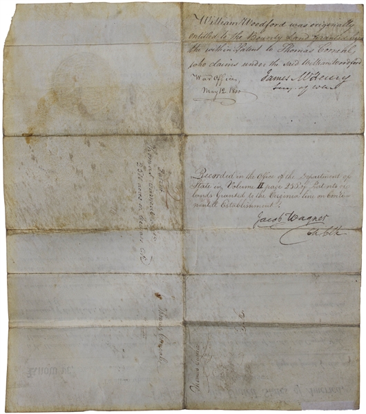 John Adams 1800 Land Grant Signed as President With Bold Signature -- Awarding Revolutionary War General William Woodford 2,500 Acres in Ohio